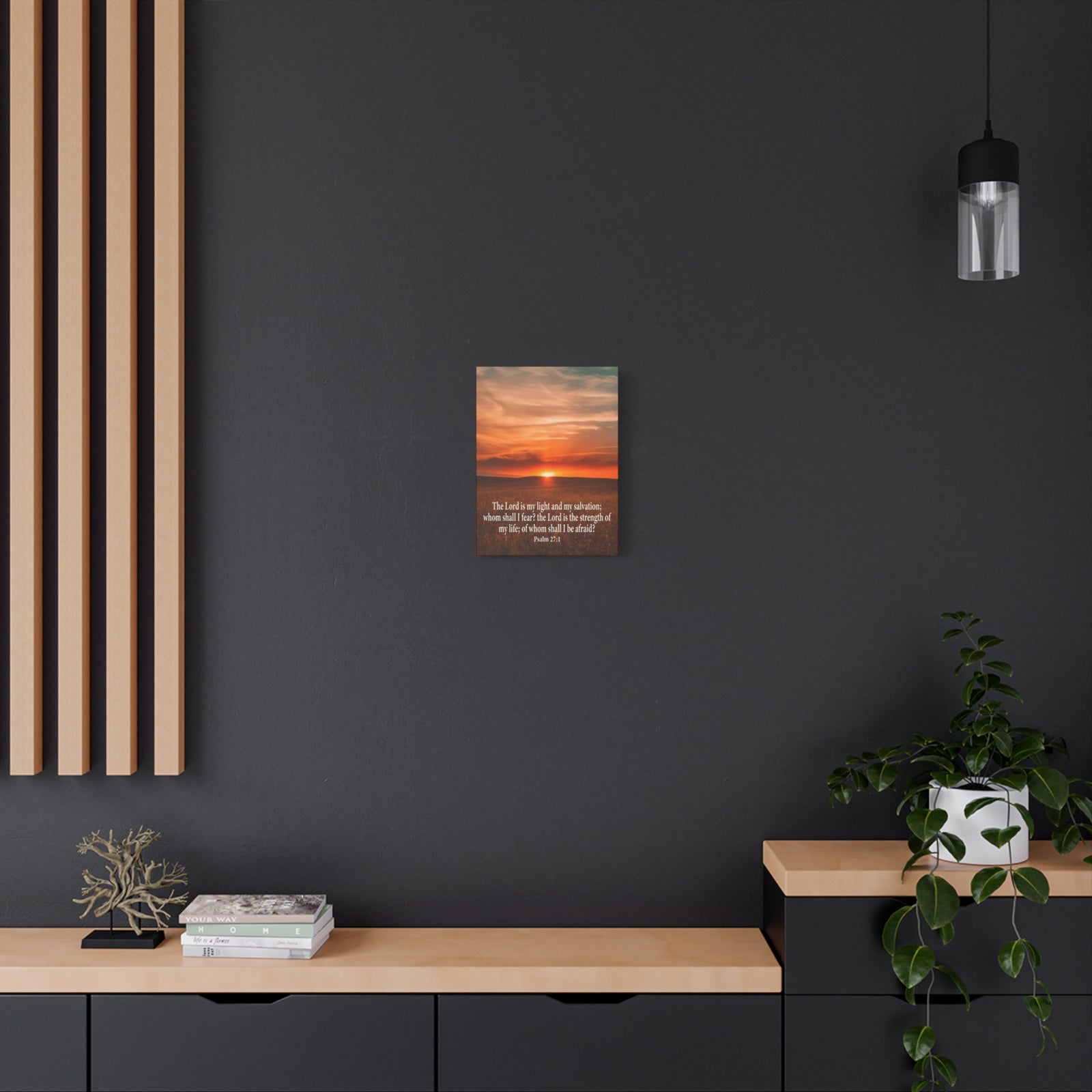 Bible Verse Canvas Lord is My Salvation Psalm 27:1 Christian Wall Décor Scripture Art Ready to Hang-Express Your Love Gifts
