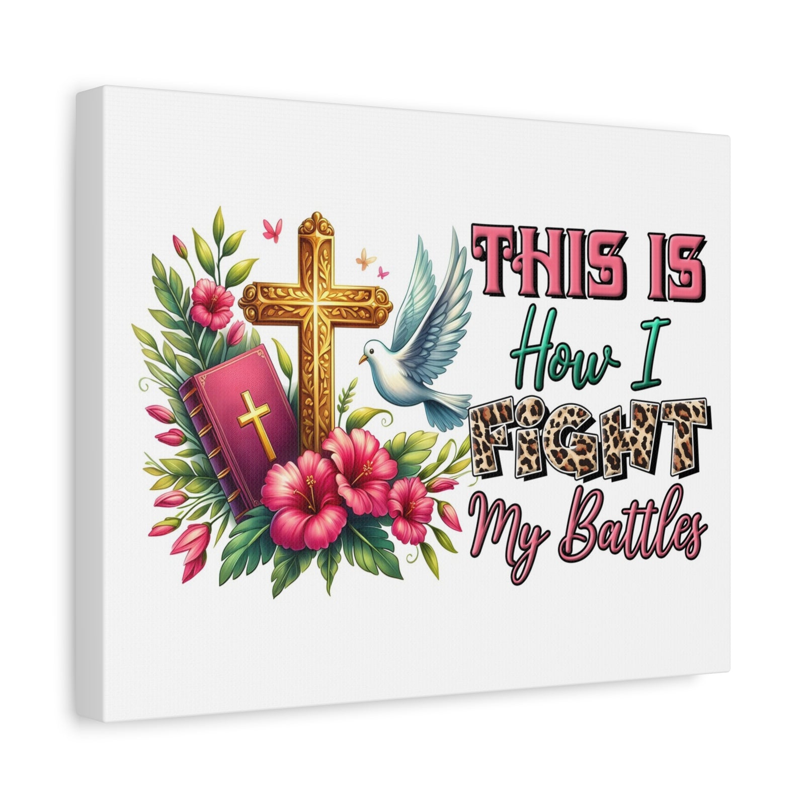 Scripture Walls How I Fight My Battles Bible Verse Canvas Christian Wall Art Ready to Hang Unframed-Express Your Love Gifts