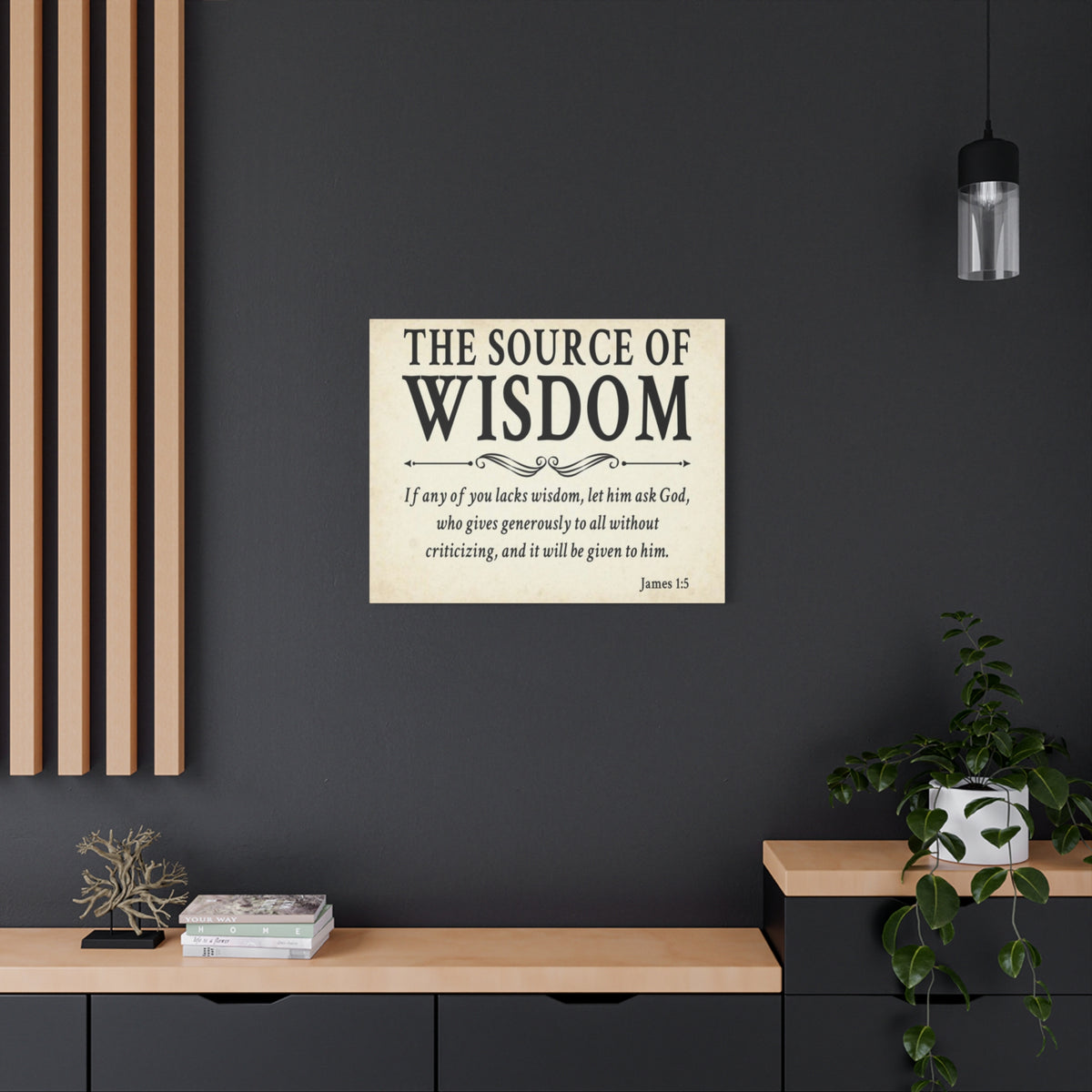 Scripture Walls James 1:5 The Source of Wisdom White Bible Verse Canvas Christian Wall Art Ready to Hang Unframed-Express Your Love Gifts