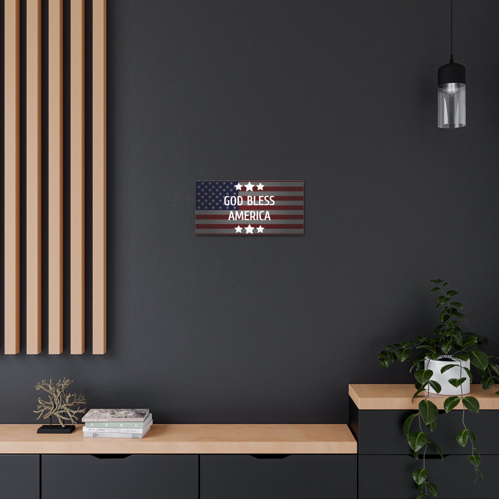 God Bless America Flag Day Concept Canvas Wall Art for Home Decor Ready-to-Hang-Express Your Love Gifts