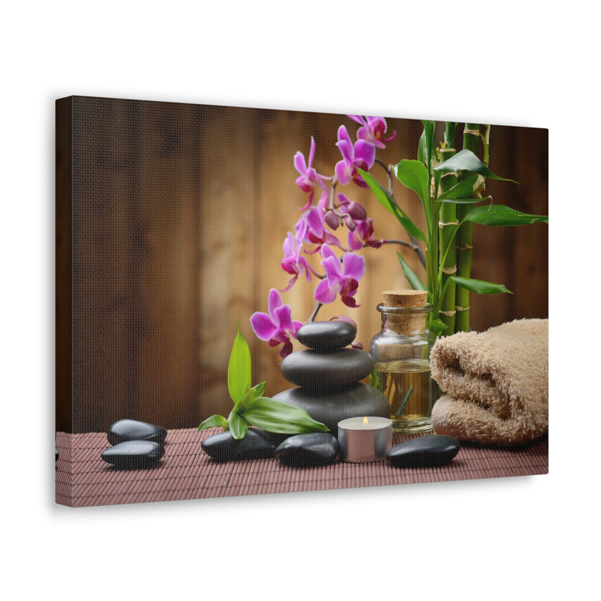 Stones on the Wood Forest Floral Nature Photography Canvas Wall Art for Home Decor Ready-to-Hang-Express Your Love Gifts