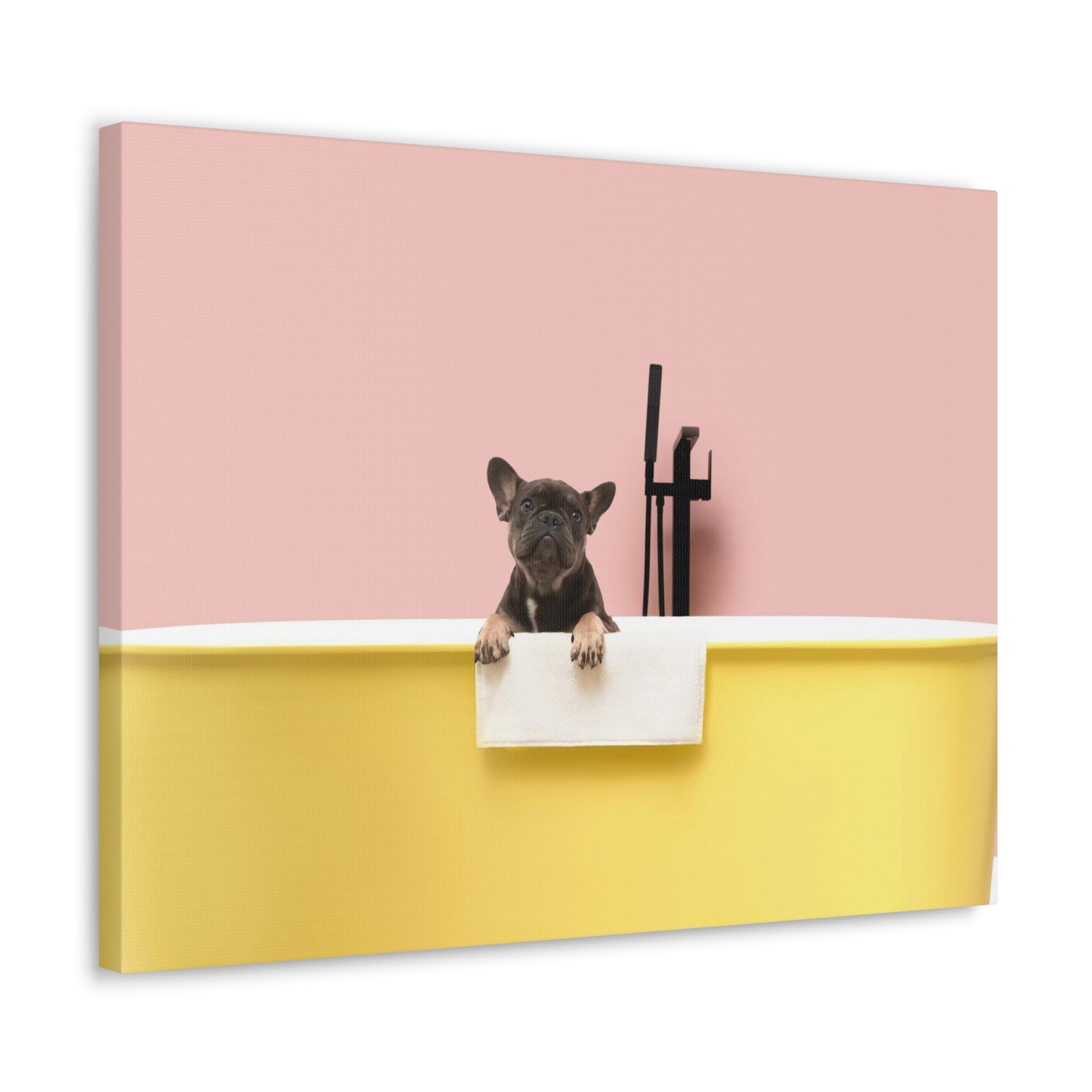 Cute French Bulldog Bath Canvas Wall Art for Home Decor Ready-to-Hang-Express Your Love Gifts