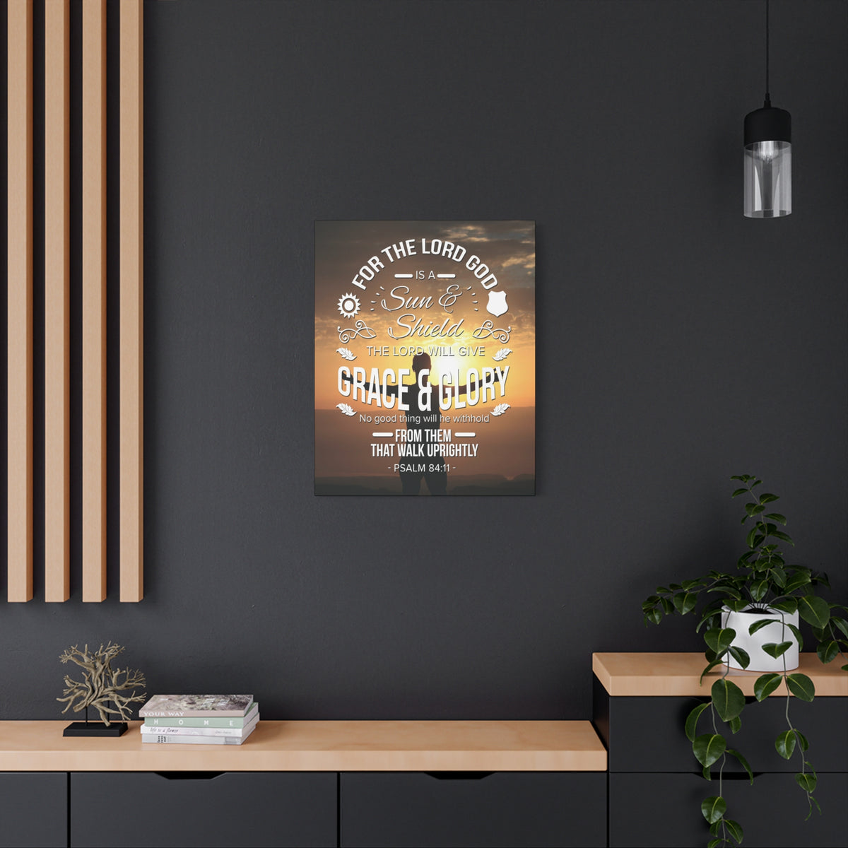 Scripture Canvas Grace And Glory Psalm 84:11 Christian Wall Art Bible Verse Print Ready to Hang-Express Your Love Gifts