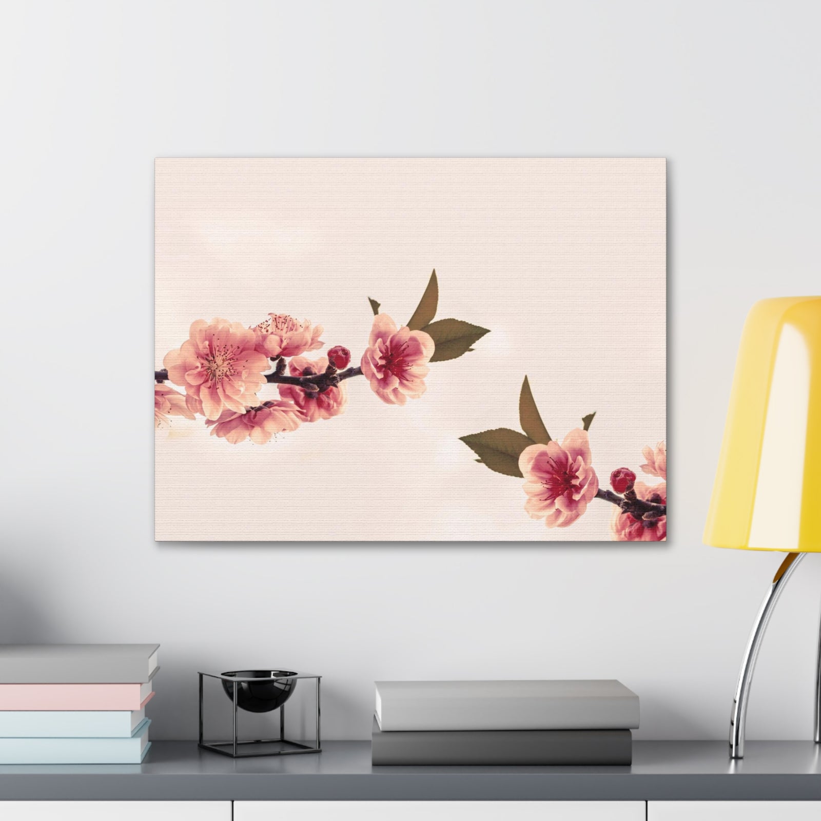 Peach Blossoms with Space Forest Floral Nature Photography Canvas Wall Art for Home Decor Ready-to-Hang-Express Your Love Gifts