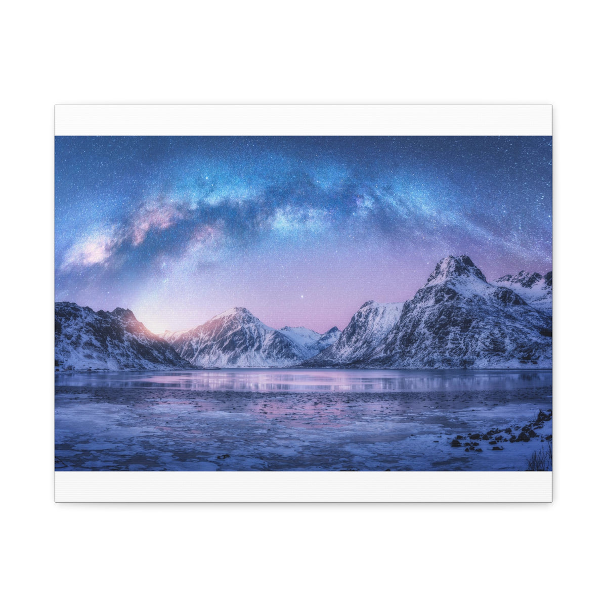 Winter Snow Mountain Lake Nature Wilderness Photography Canvas Wall Art for Home Decor Ready-to-Hang-Express Your Love Gifts