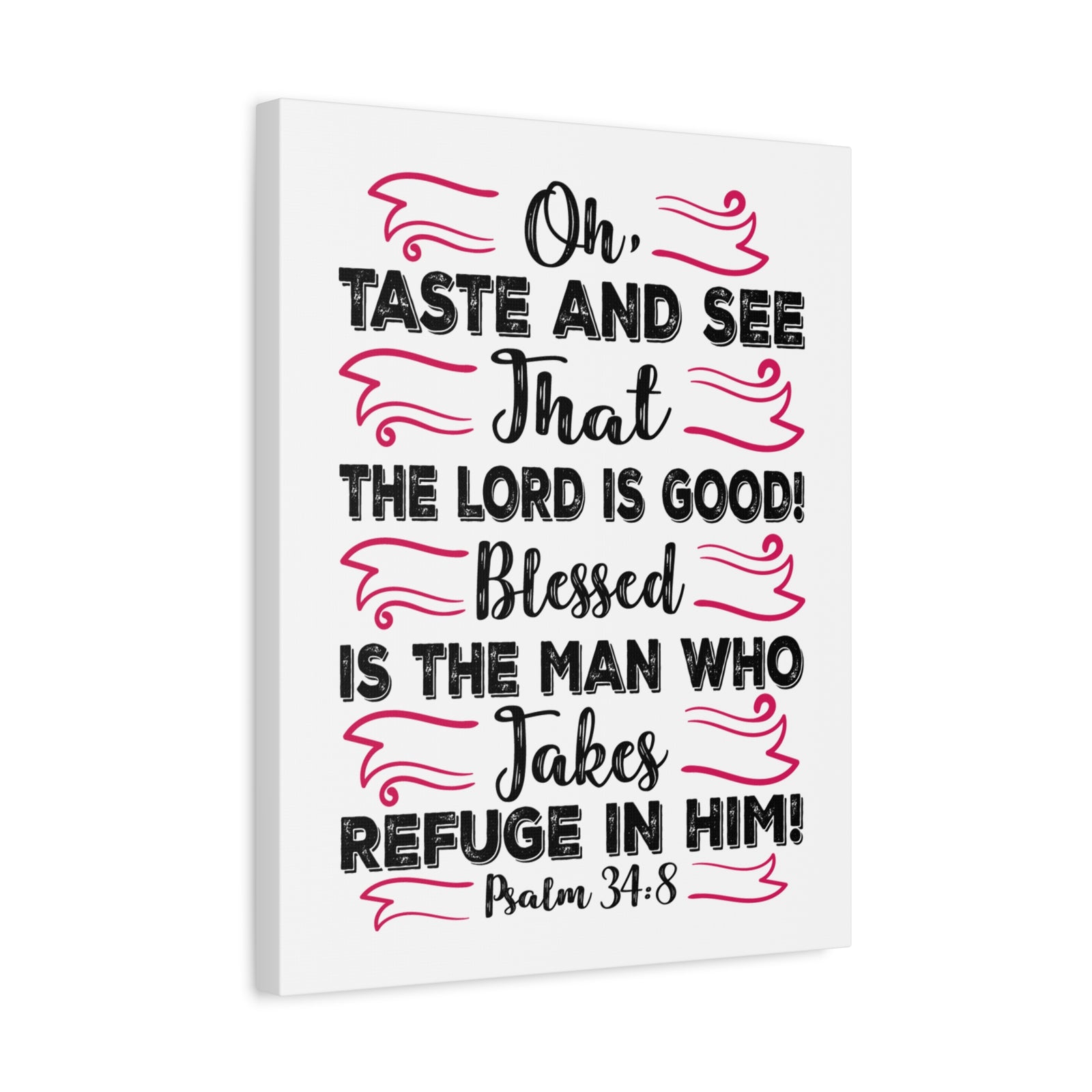 Scripture Canvas The Lord Is Good Psalm 34:8 Christian Wall Art Bible Verse Print Ready to Hang-Express Your Love Gifts