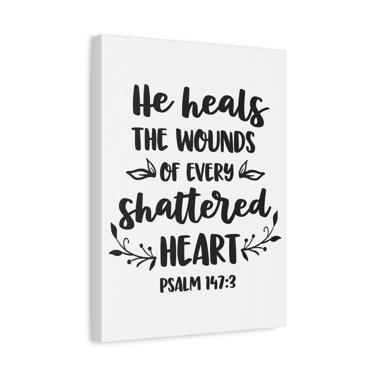 Scripture Canvas He Heals The Psalm 147:3 Christian Wall Art Bible Verse Print Ready to Hang-Express Your Love Gifts