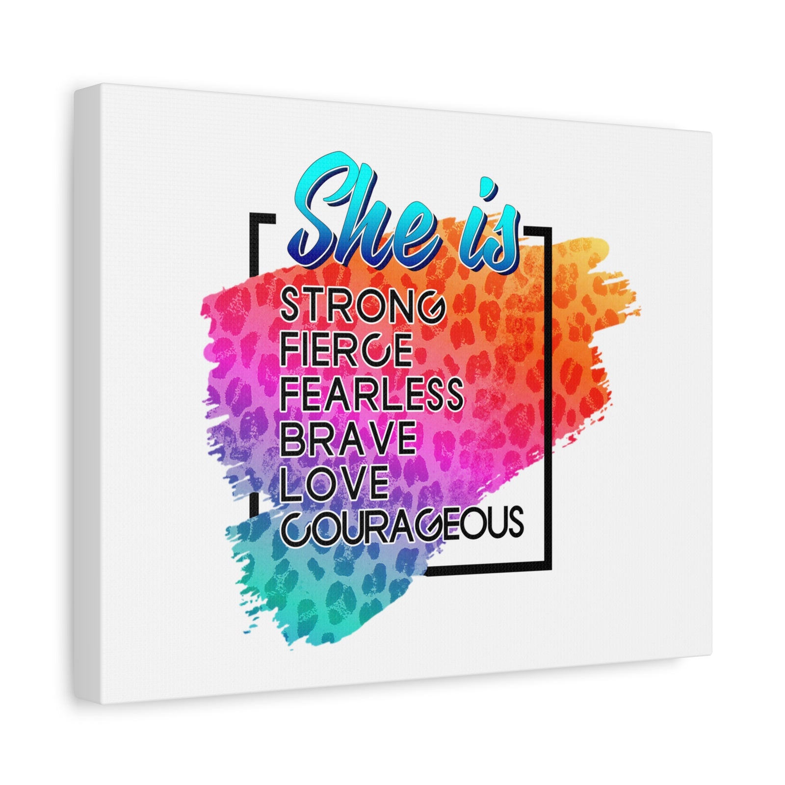 Scripture Canvas She Is Courageous Psalm 31:24 Christian Wall Art Bible Verse Print Ready to Hang-Express Your Love Gifts