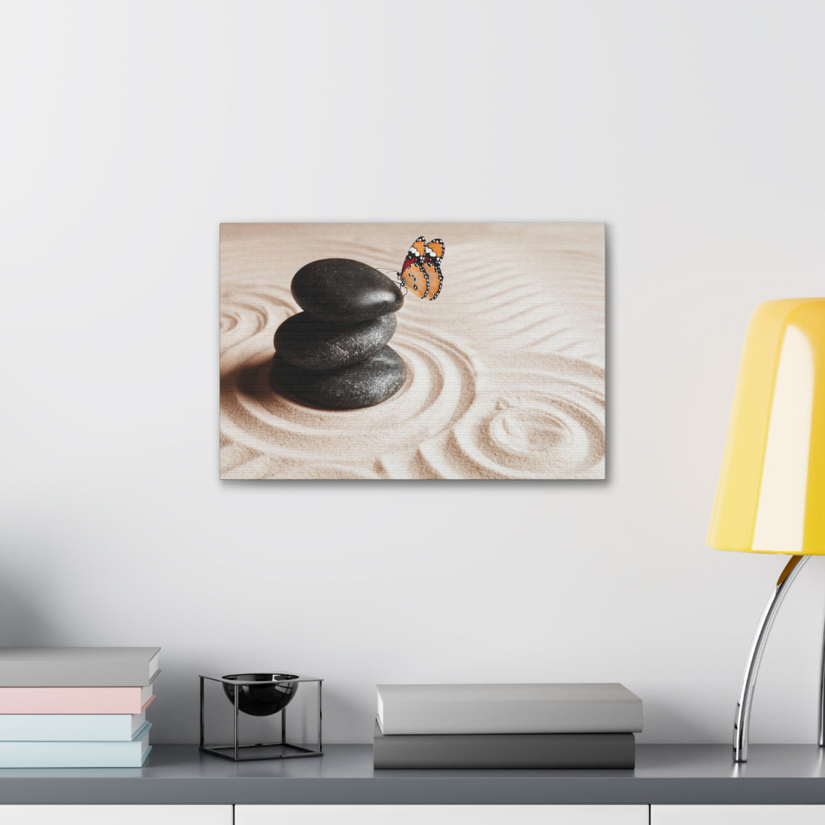 Stones on Sand Forest Floral Nature Photography Canvas Wall Art for Home Decor Ready-to-Hang-Express Your Love Gifts