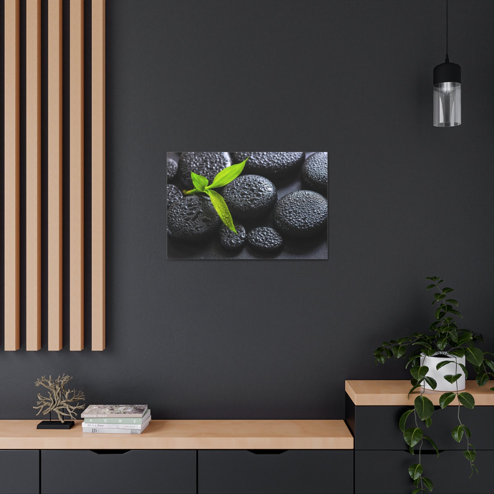 Green Branch Bamboo Forest Floral Nature Photography Canvas Wall Art for Home Decor Ready-to-Hang-Express Your Love Gifts