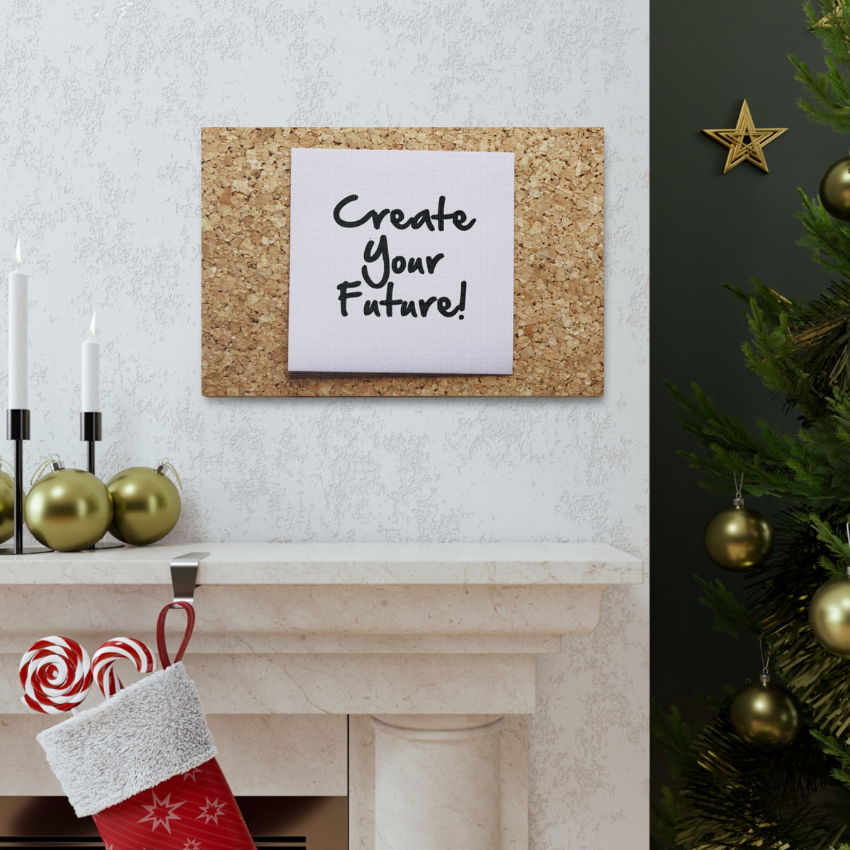 Inspirational Quote Canvas Create Your Future Motivational Print Ready to Hang Artwork-Express Your Love Gifts