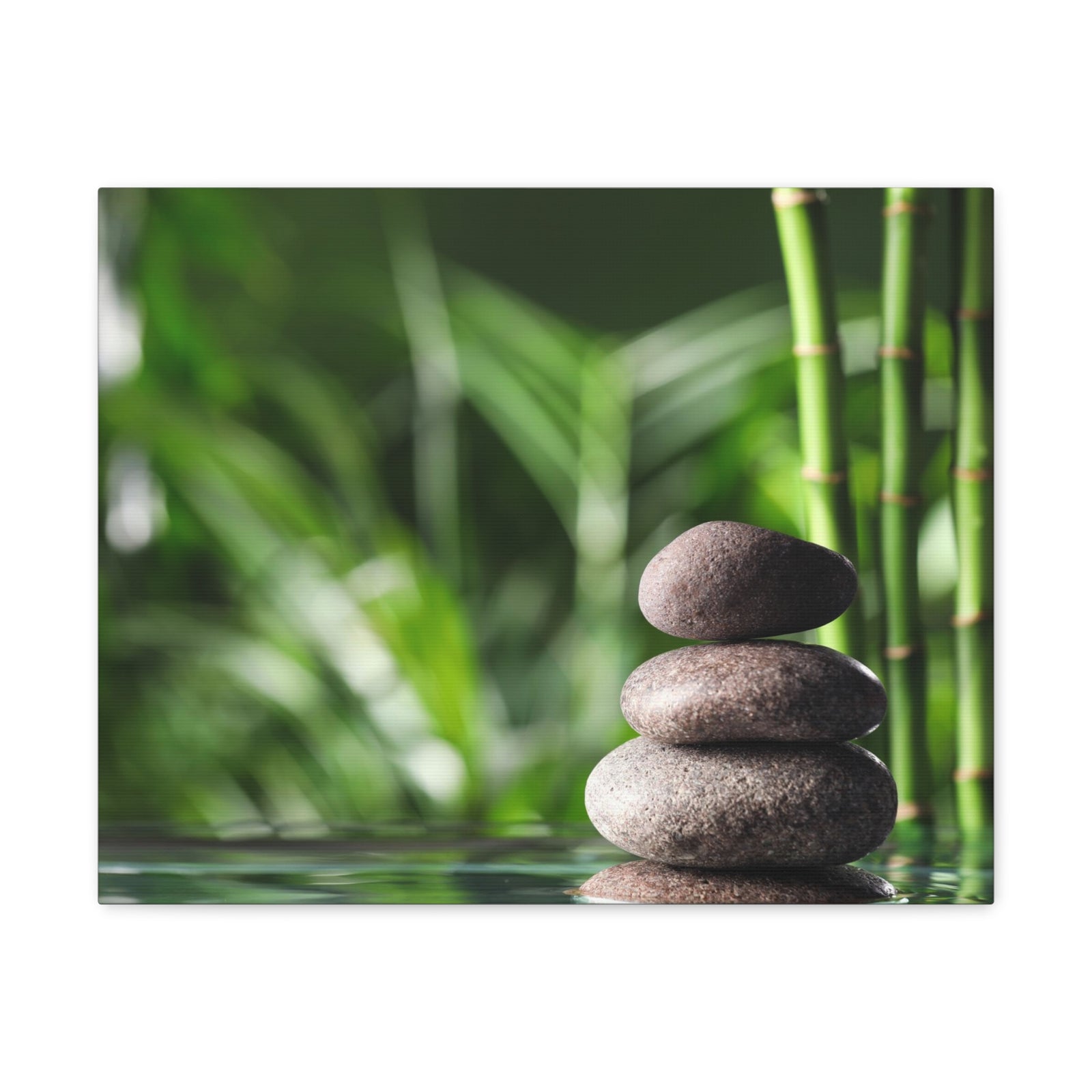 Stacked Stones on Water Forest Floral Nature Photography Canvas Wall Art for Home Decor Ready-to-Hang-Express Your Love Gifts