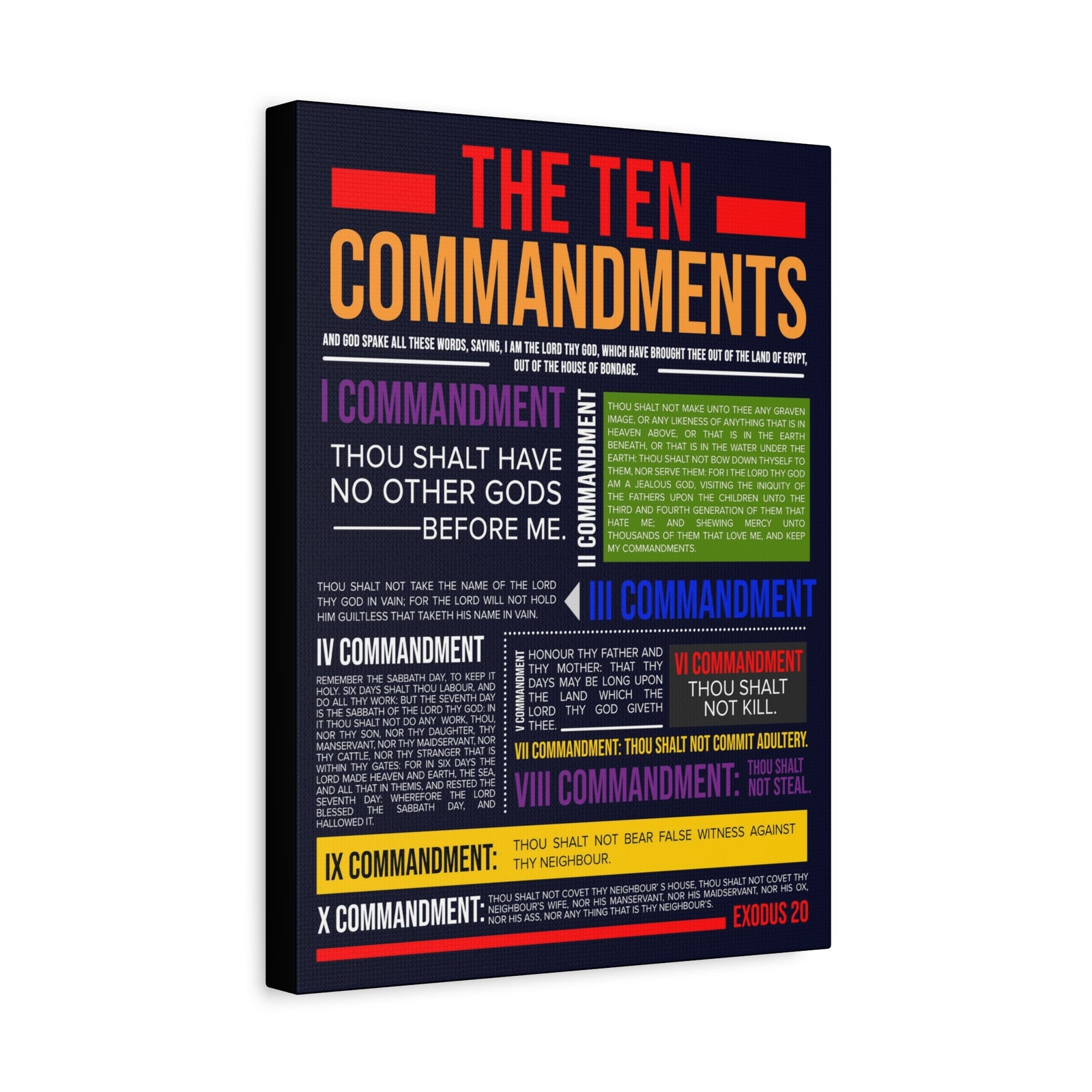 Ten Commandments Canvas Print Scripture Wall Art Christian Home Decor-Express Your Love Gifts