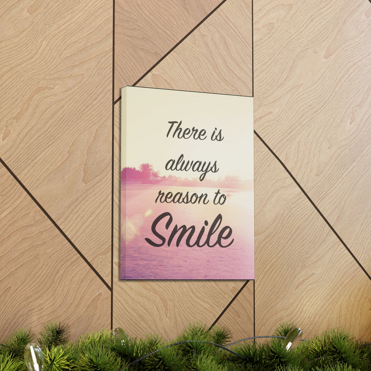 Inspirational Quote Canvas There Is Always Reason To Smile Motivational Print Ready to Hang Artwork-Express Your Love Gifts