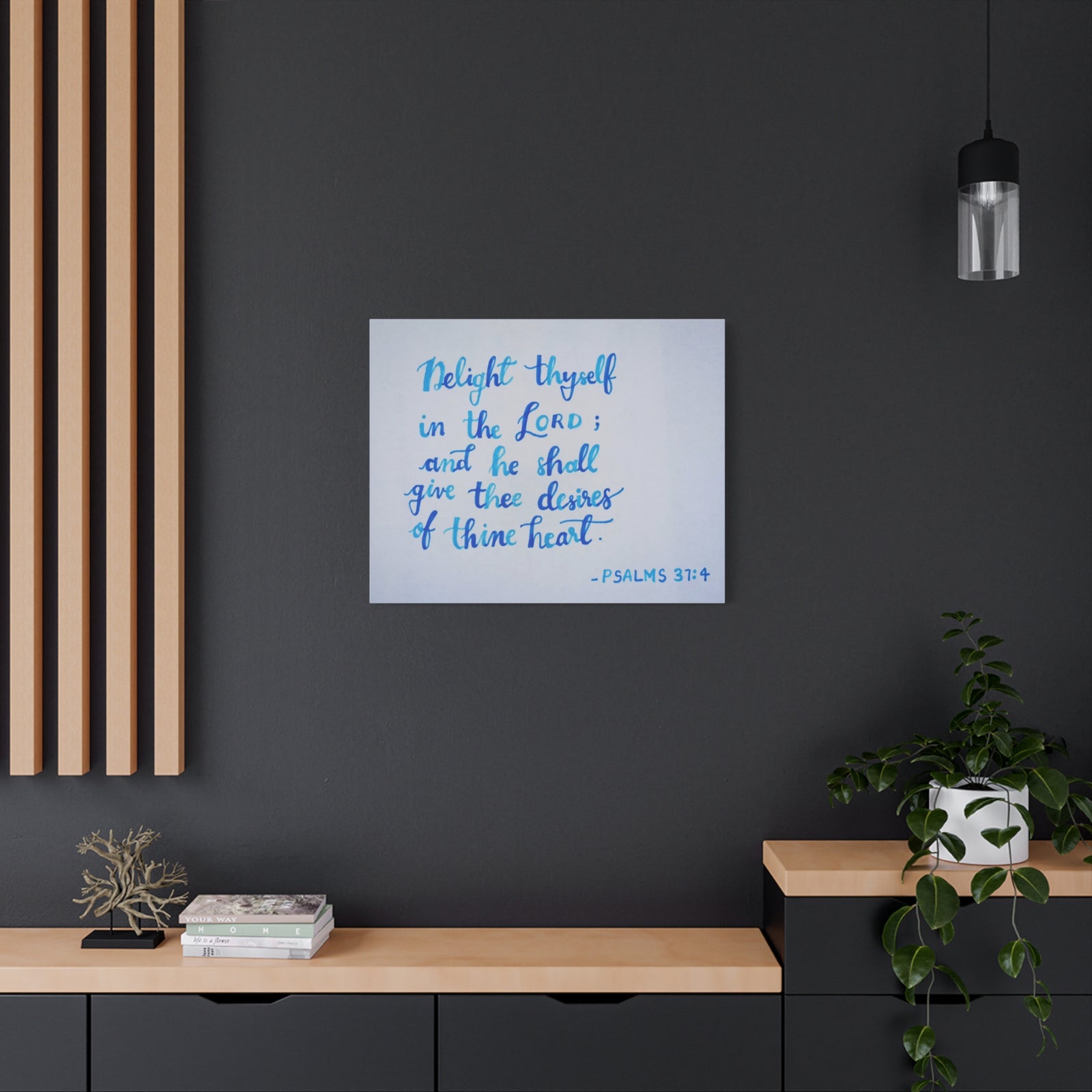 Scripture Canvas Thine Heart Psalms 37:4 Christian Wall Art Bible Verse Print Ready to Hang-Express Your Love Gifts