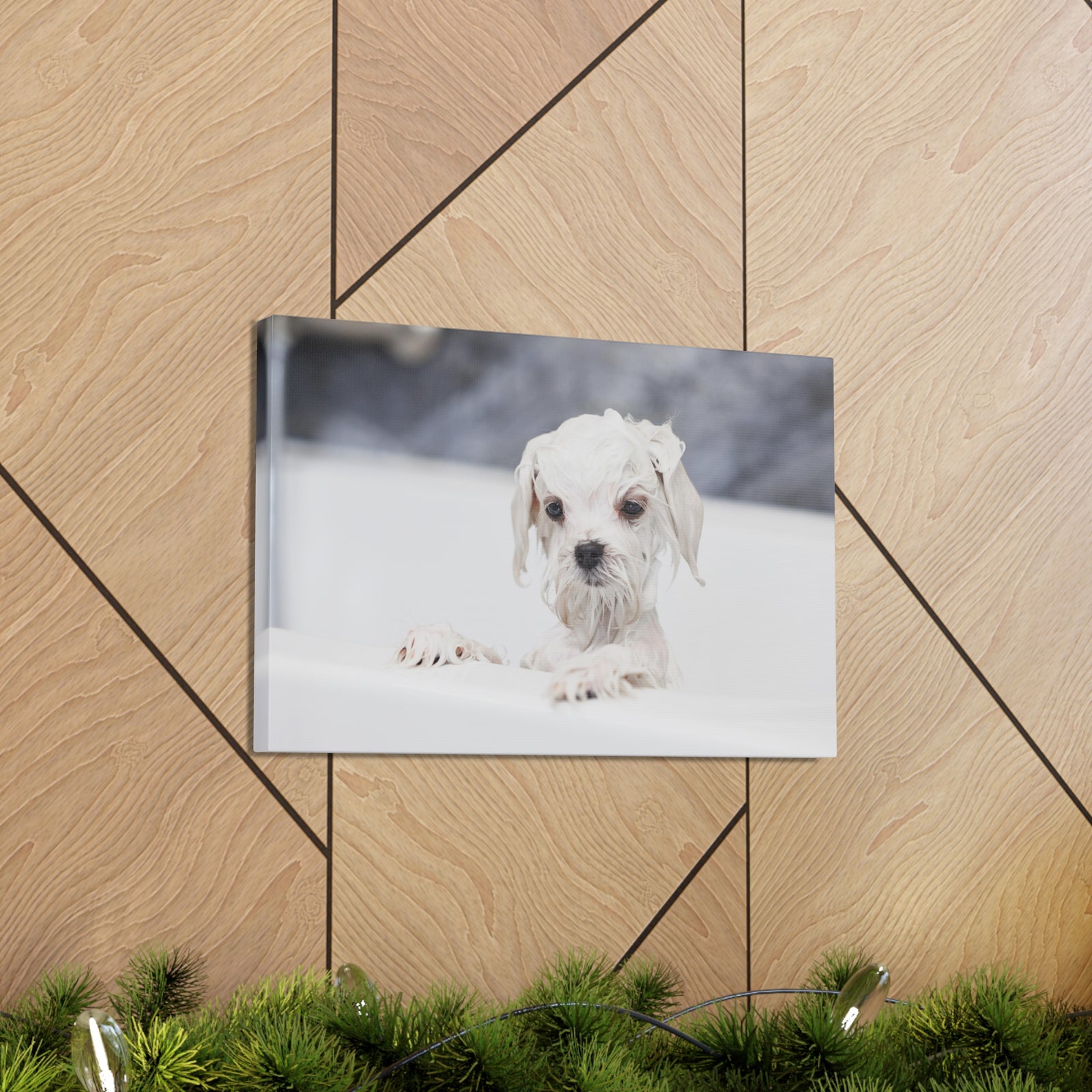 Cute White Maltese Bath Canvas Wall Art for Home Decor Ready-to-Hang-Express Your Love Gifts
