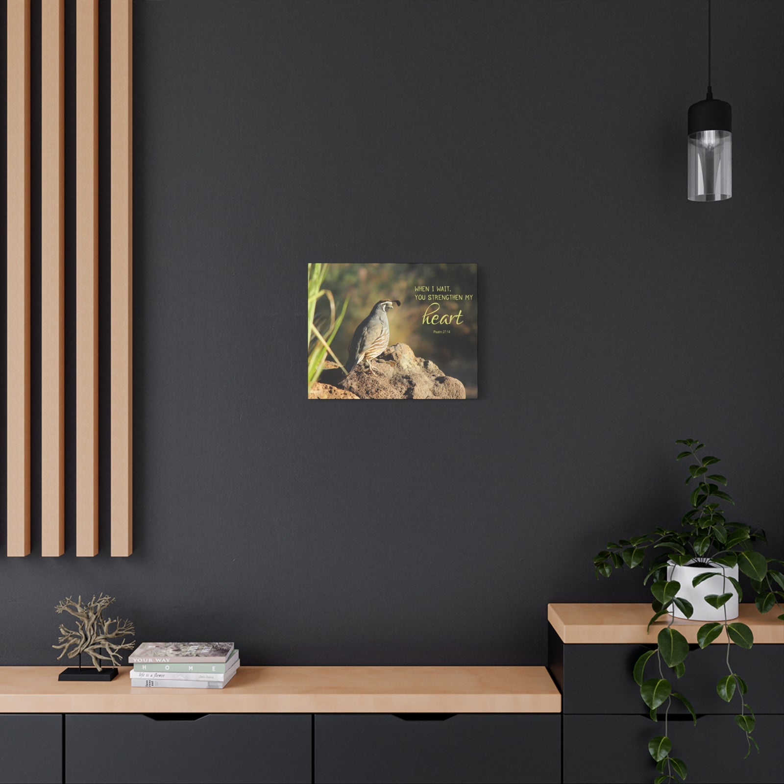 Scripture Canvas Strengthen My Heart Psalm 27:14 Christian Wall Art Bible Verse Print Ready to Hang-Express Your Love Gifts