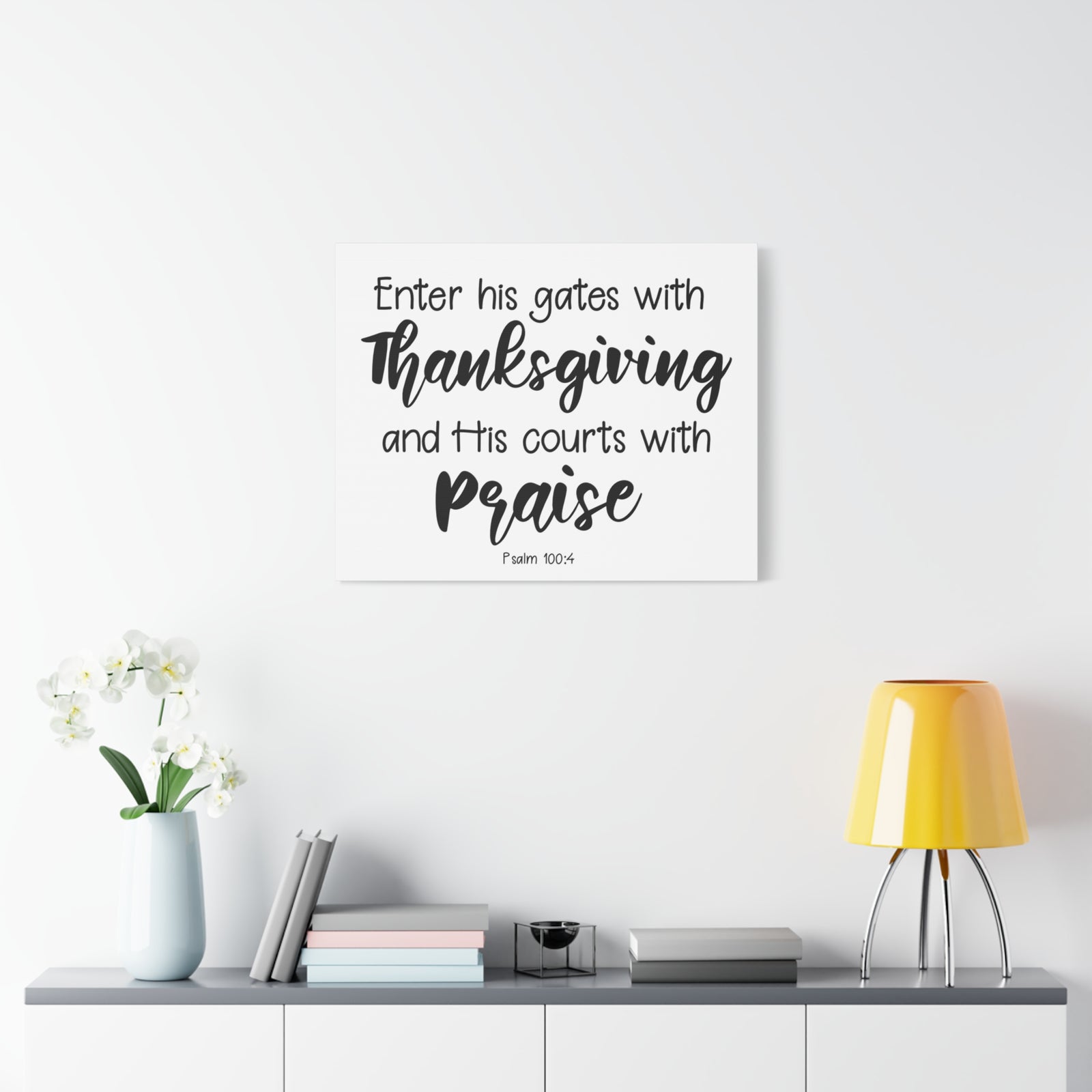 Scripture Canvas Thanksgiving Psalm 100:4 Christian Wall Art Bible Verse Print Ready to Hang-Express Your Love Gifts