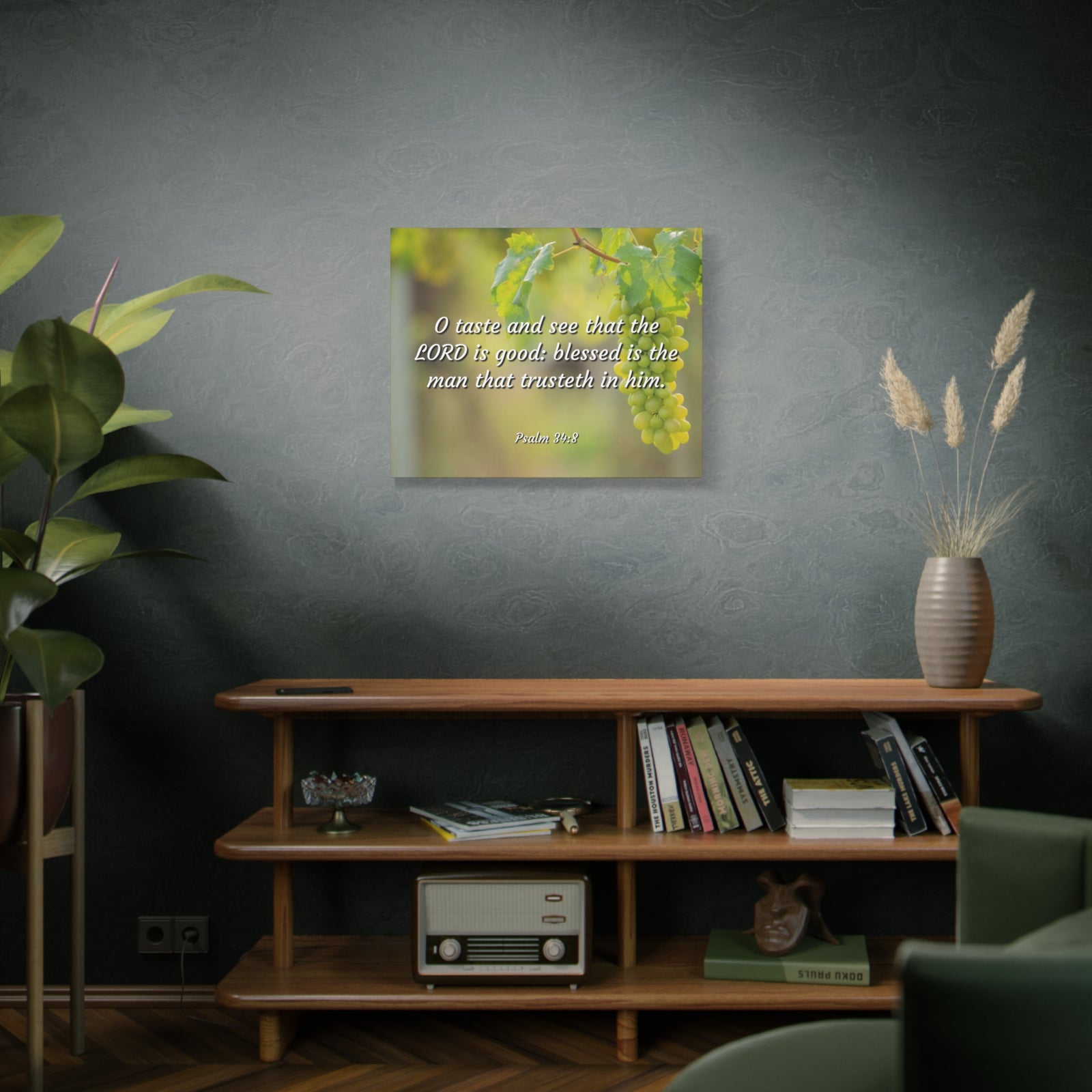 Scripture Canvas Lord Is Good Psalm 34:8 Christian Wall Art Bible Verse Print Ready to Hang-Express Your Love Gifts