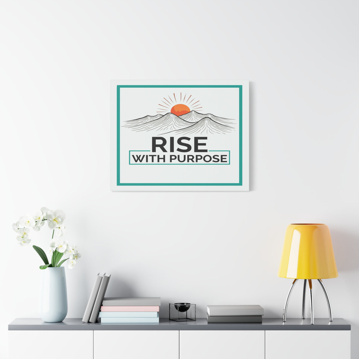 Rise With Purpose Inspirational Motivational Quote Canvas Wall Art for Home Decor Ready-to-Hang-Express Your Love Gifts