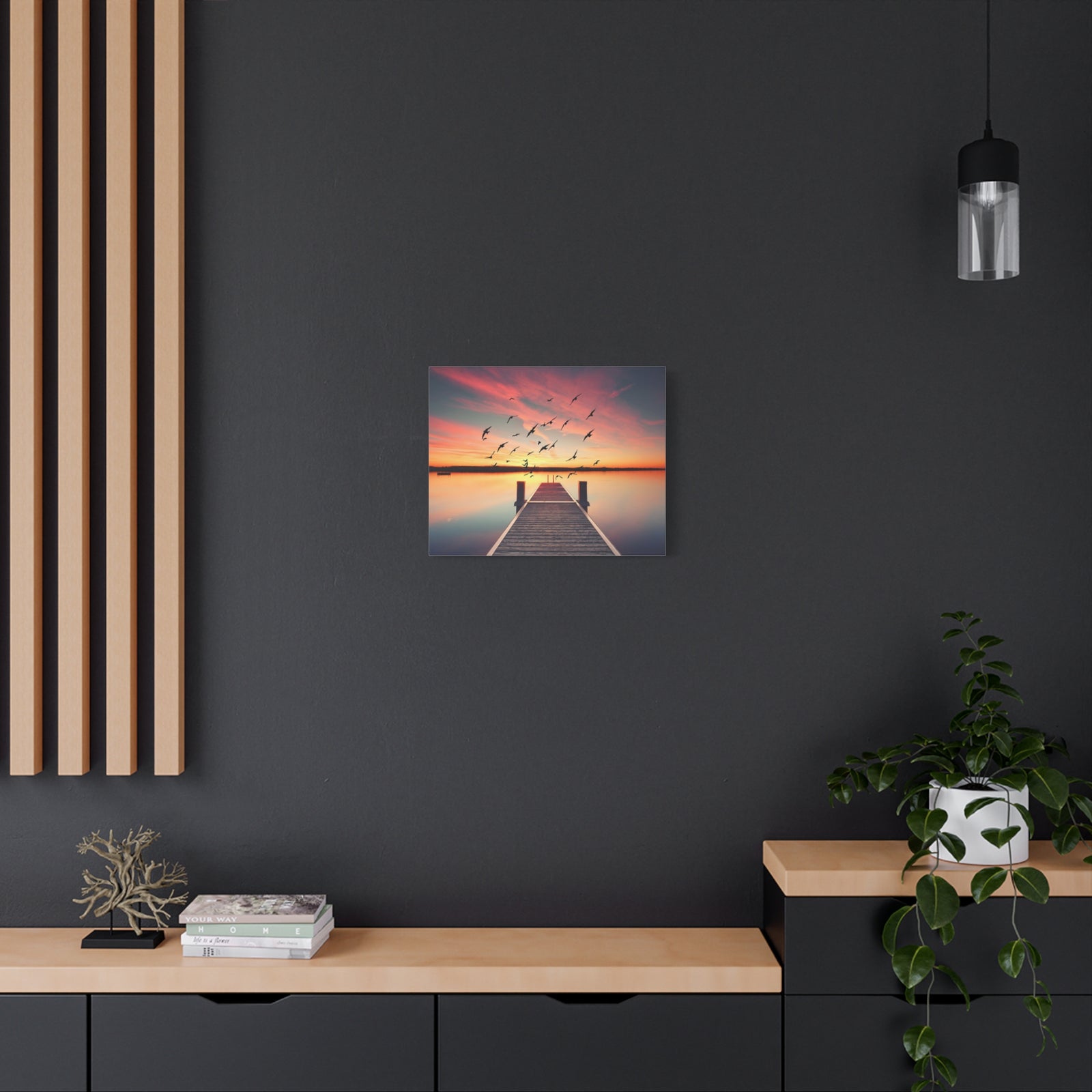 Evening Beach Pier Nature Wilderness Photography Canvas Wall Art for Home Decor Ready-to-Hang-Express Your Love Gifts