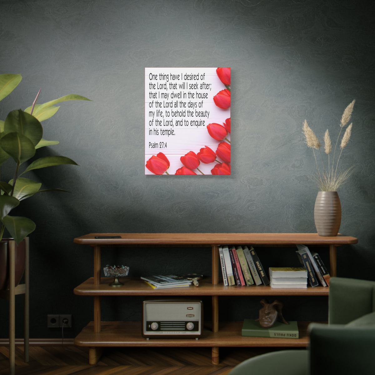 Scripture Canvas The Beauty of The Lord Psalm 27:4 Christian Wall Art Bible Verse Print Ready to Hang-Express Your Love Gifts
