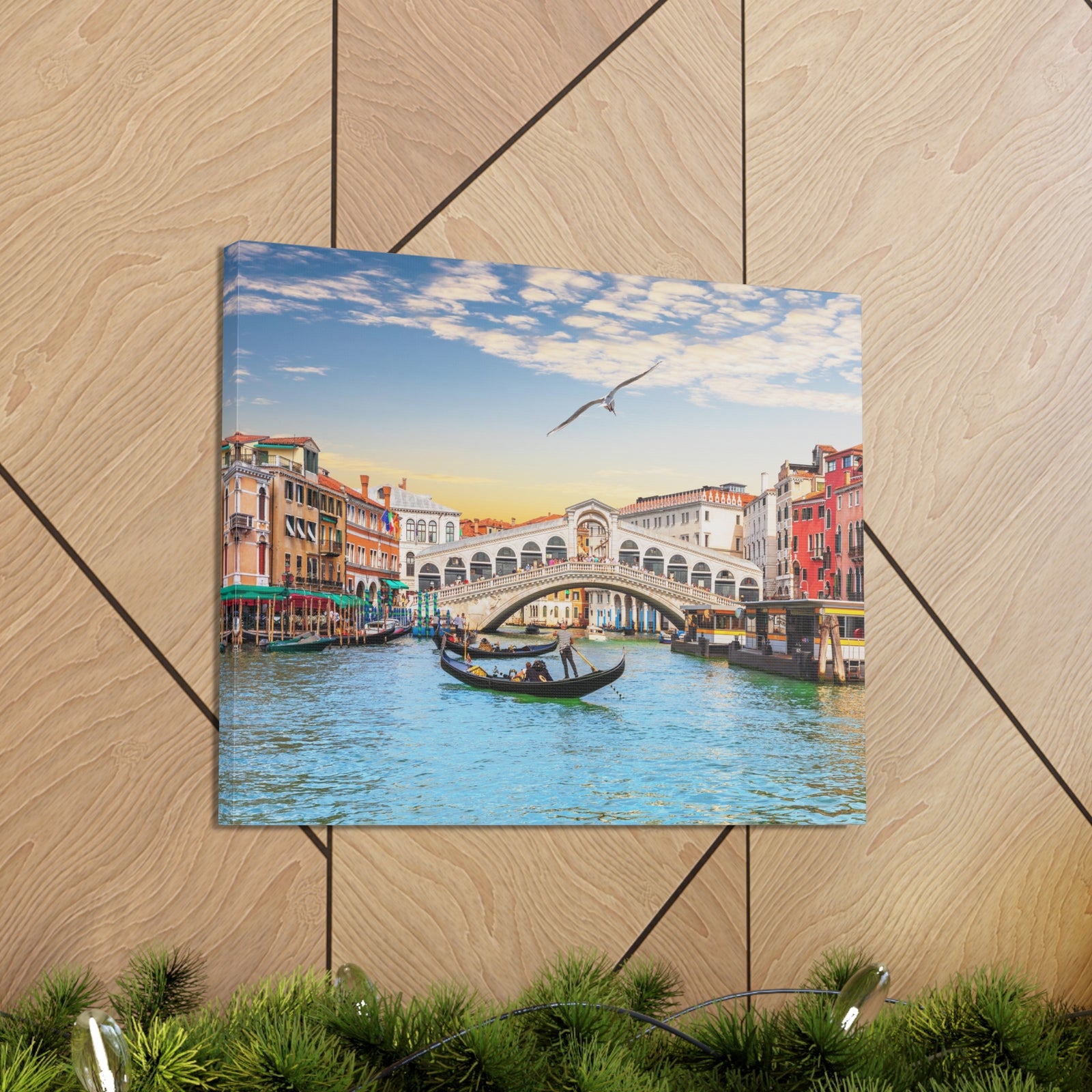 Venice Rialto Bridge Nature Wilderness Photography Canvas Wall Art for Home Decor Ready-to-Hang-Express Your Love Gifts