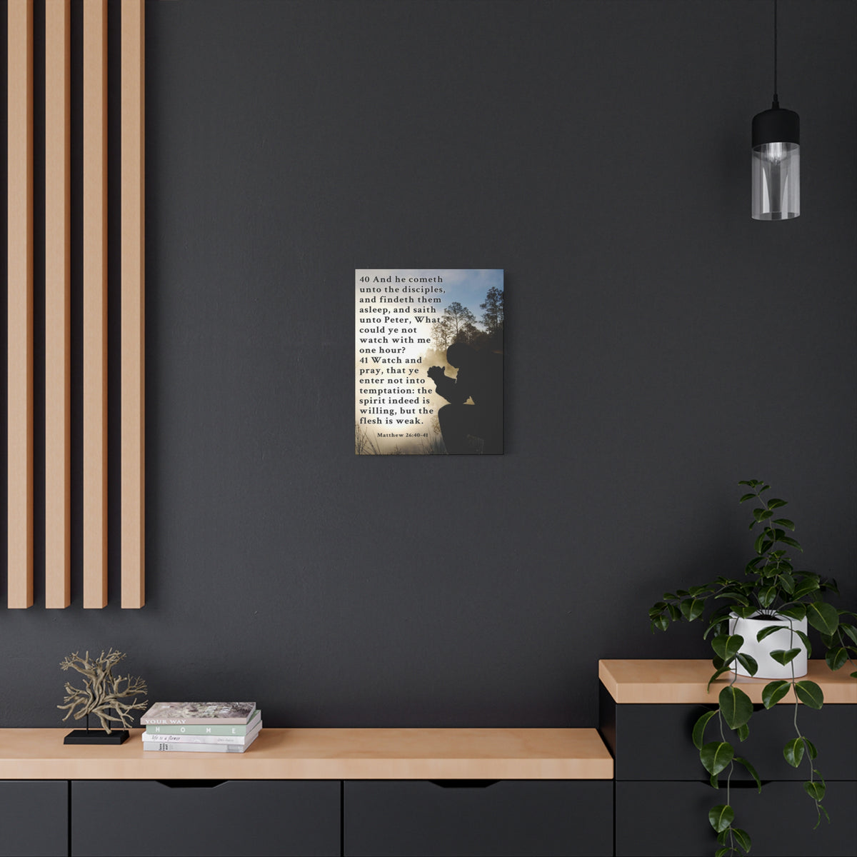 Matthew 26:40-41 Watch and Pray Bible Verse Canvas – Christian Wall Art, Ready to Hang-Express Your Love Gifts