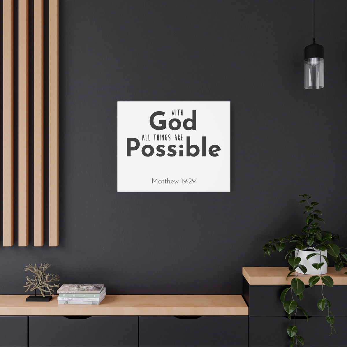 Scripture Canvas With God All Things Matthew 19:29 Christian Wall Art Bible Verse Print Ready To Hang-Express Your Love Gifts