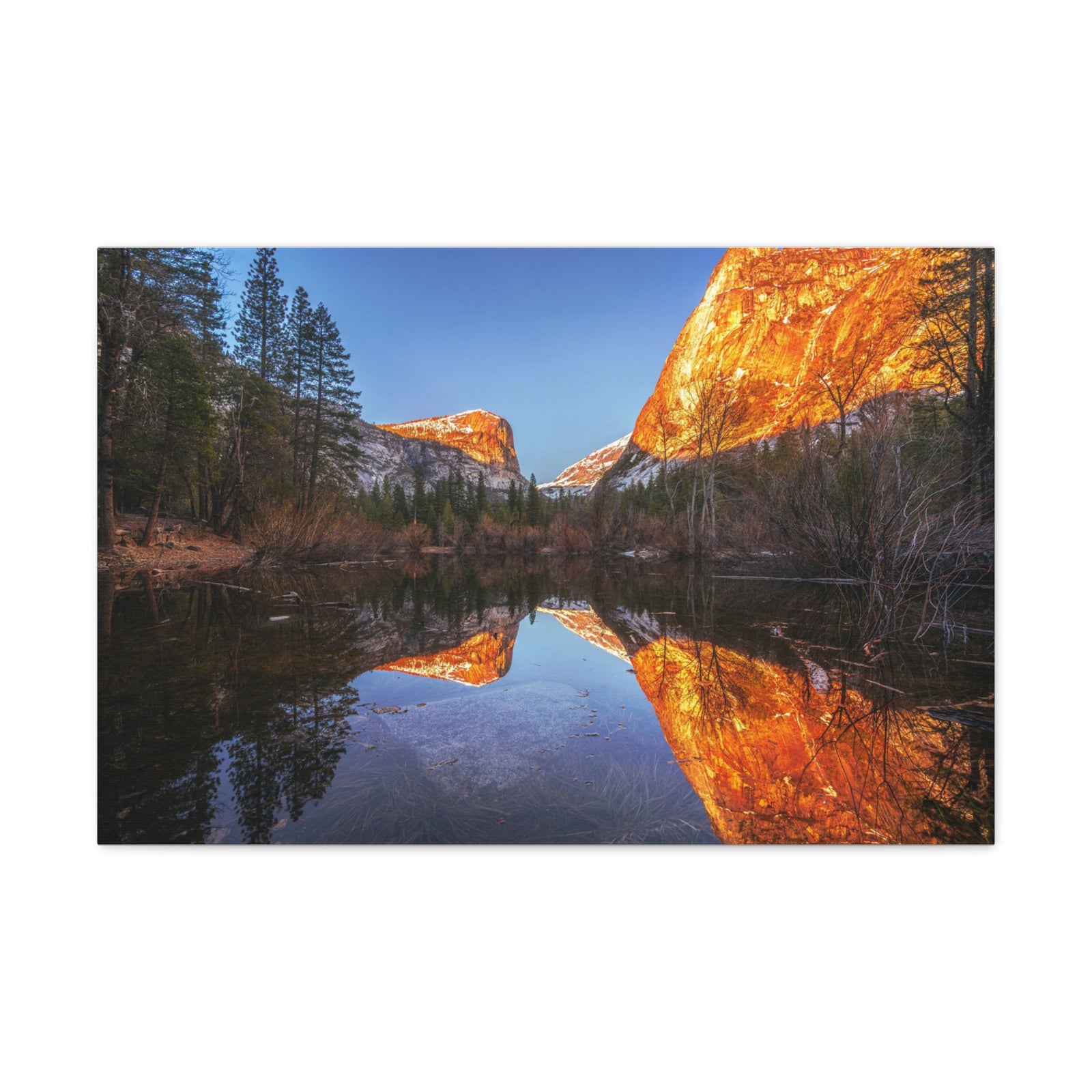 Mountain Golden Hour Lake Nature Wilderness Photography Canvas Wall Art for Home Decor Ready-to-Hang-Express Your Love Gifts