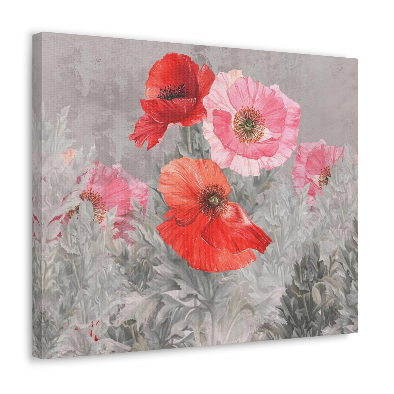 Poppies Flowers Illustration Flower Canvas Wall Art for Home Decor Ready-to-Hang-Express Your Love Gifts