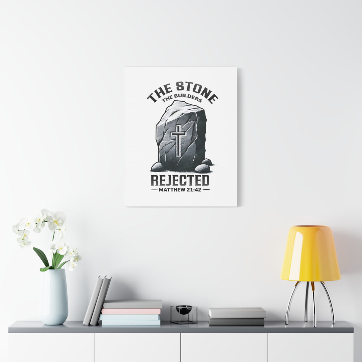 Scripture Walls Matthew 21:42 Rejected Bible Verse Canvas Christian Wall Art Ready to Hang Unframed-Express Your Love Gifts