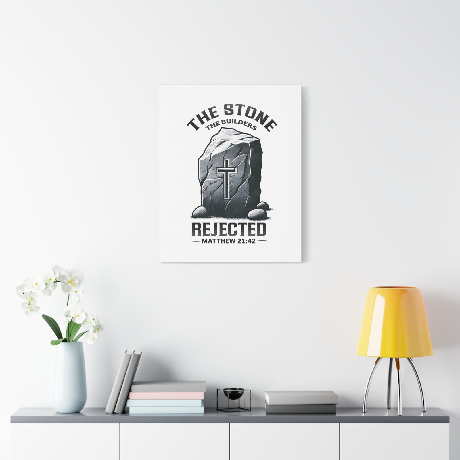 Scripture Walls Matthew 21:42 Rejected Bible Verse Canvas Christian Wall Art Ready to Hang Unframed-Express Your Love Gifts