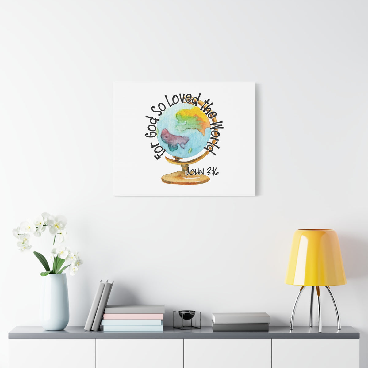 Scripture Canvas For God So Loved The World John 3:16 Christian Wall Art Bible Verse Print Ready to Hang-Express Your Love Gifts