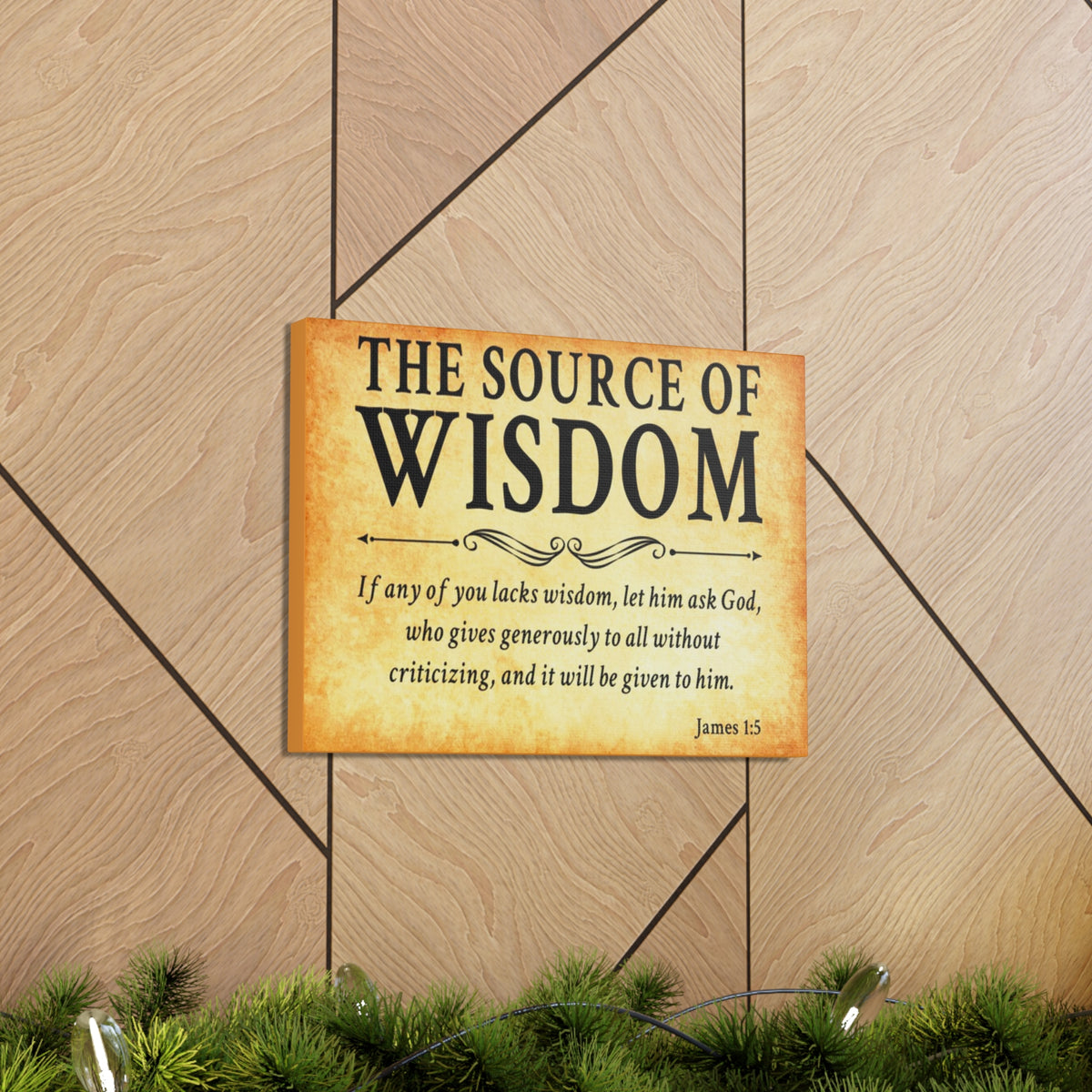 Scripture Walls James 1:5 The Source of Wisdom Gold Bible Verse Canvas Christian Wall Art Ready to Hang Unframed-Express Your Love Gifts