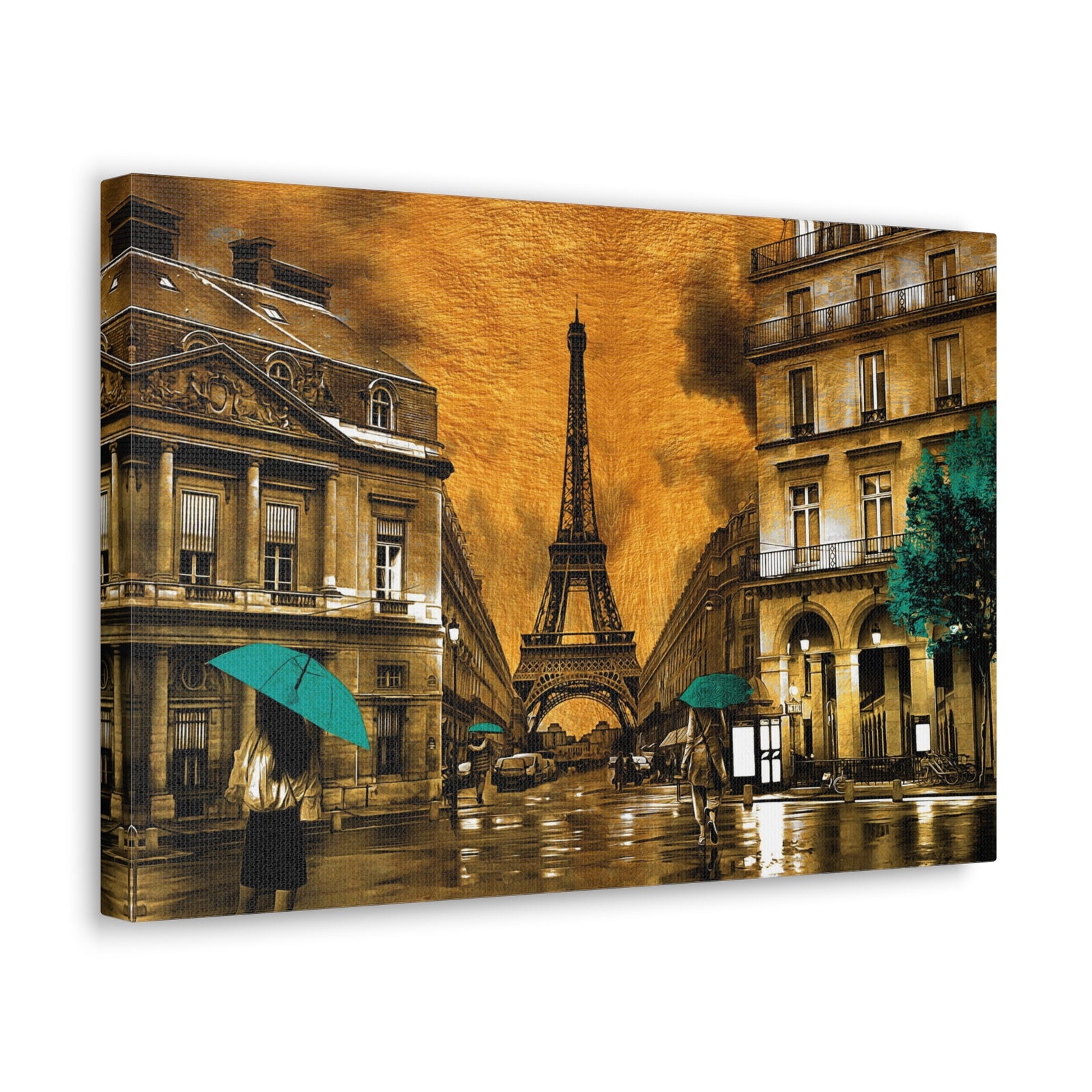 Yellow And Blue Eiffel Tower France Canvas Artwork High-Quality Breathtaking French City for Home Decor Ready to Hang-Express Your Love Gifts