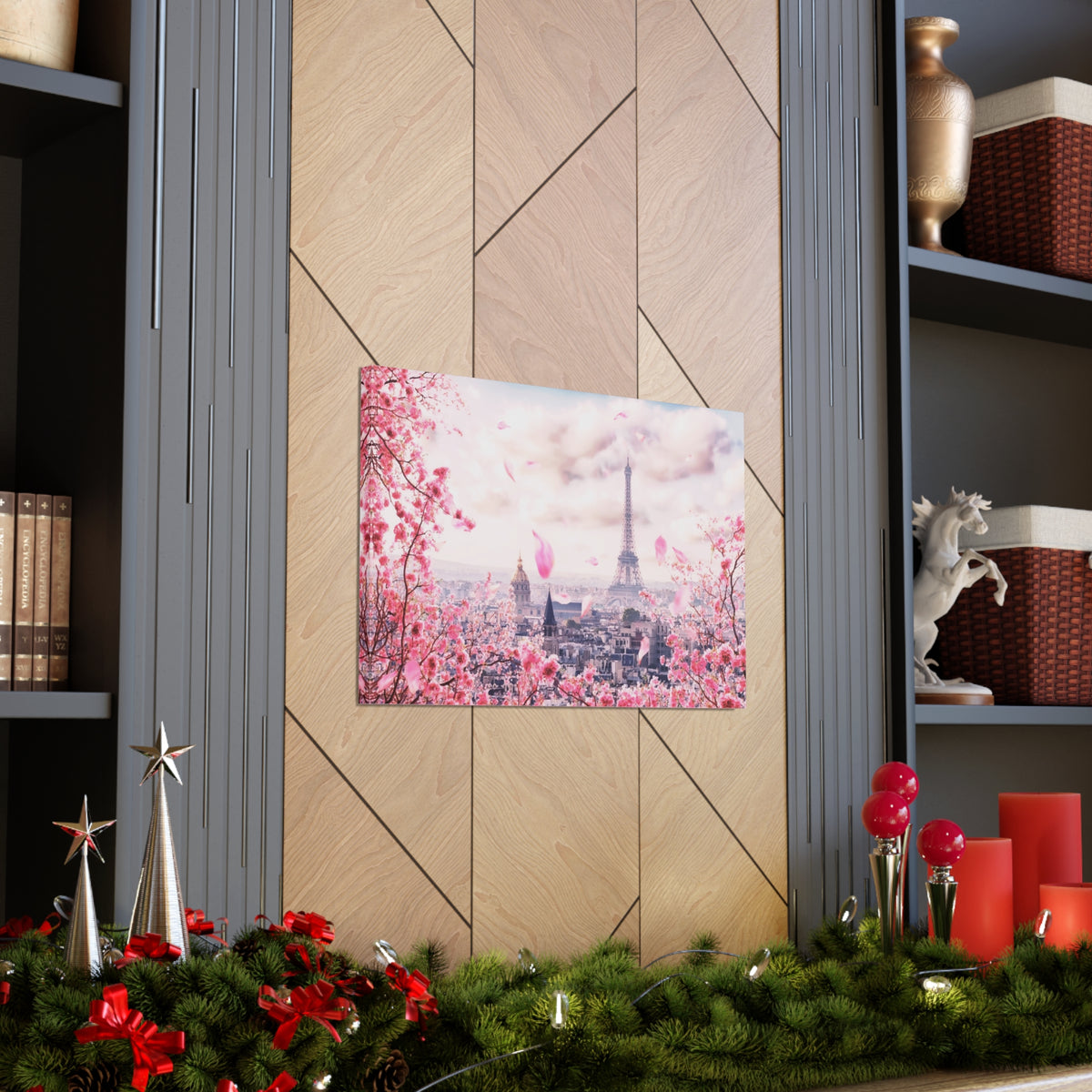 Paris Pink Tree Eiffel Tower France Canvas Artwork High-Quality Breathtaking French City for Home Decor Ready to Hang-Express Your Love Gifts