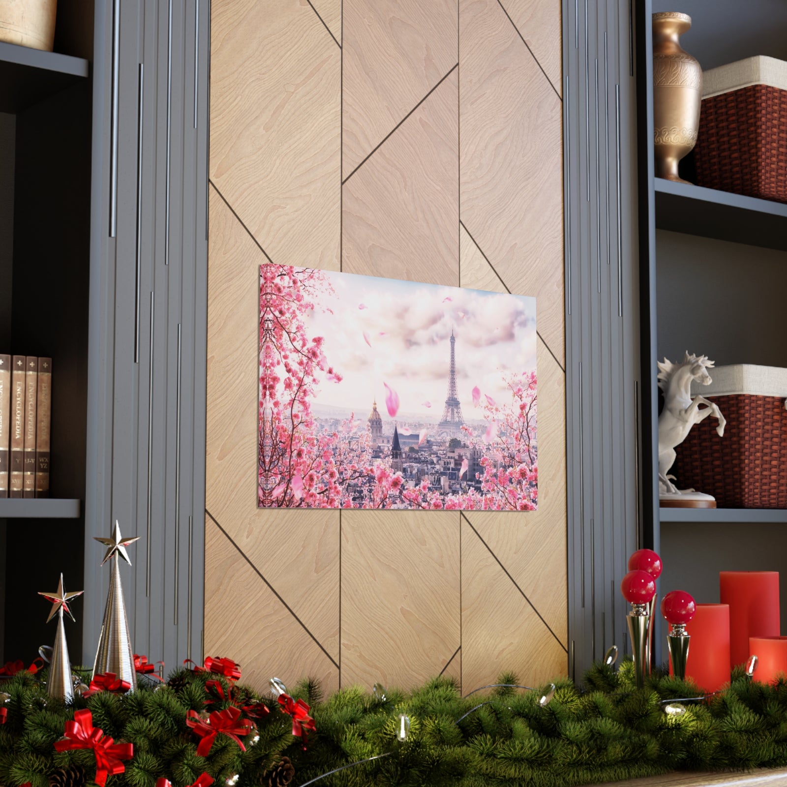 Paris Pink Tree Eiffel Tower France Canvas Artwork High-Quality Breathtaking French City for Home Decor Ready to Hang-Express Your Love Gifts