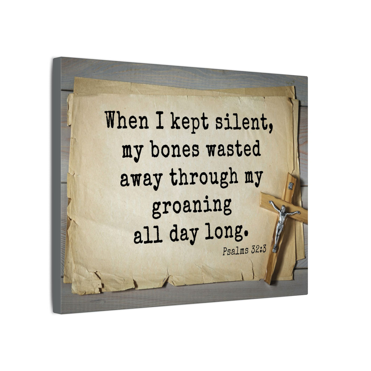 Scripture Walls All Day Long Psalms 32:3 Bible Verse Canvas Christian Wall Art Ready to Hang-Express Your Love Gifts