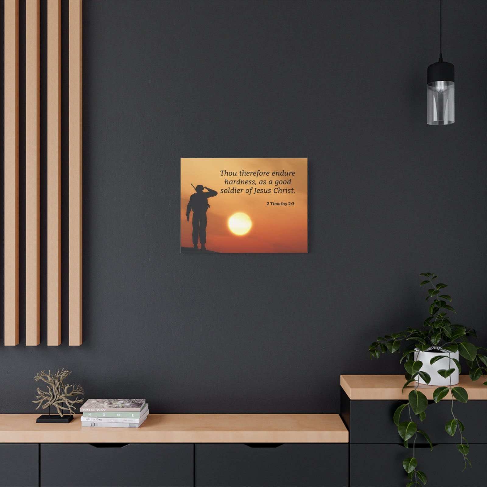 Scripture Walls Good Soldier 2 Timothy 2:3 Bible Verse Canvas Christian Wall Art Ready to Hang-Express Your Love Gifts