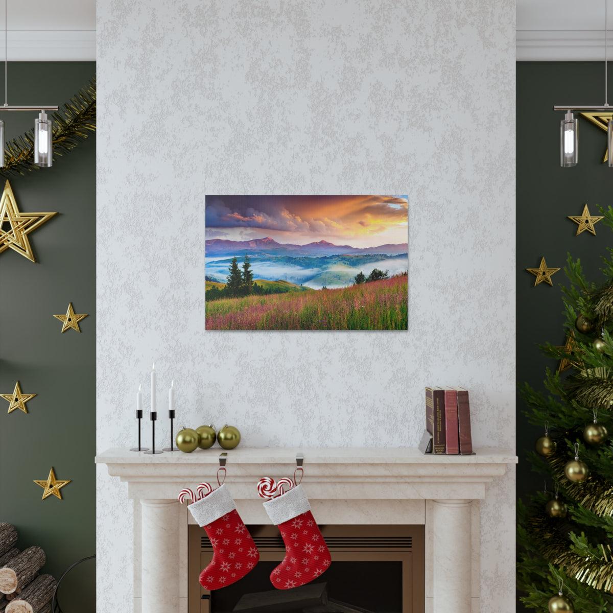 Majestic Mountain Mystic Forest Nature Wilderness Photography Canvas Wall Art for Home Decor Ready-to-Hang-Express Your Love Gifts