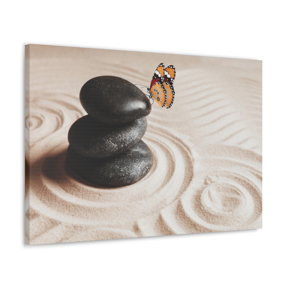 Stones on Sand Forest Floral Nature Photography Canvas Wall Art for Home Decor Ready-to-Hang-Express Your Love Gifts