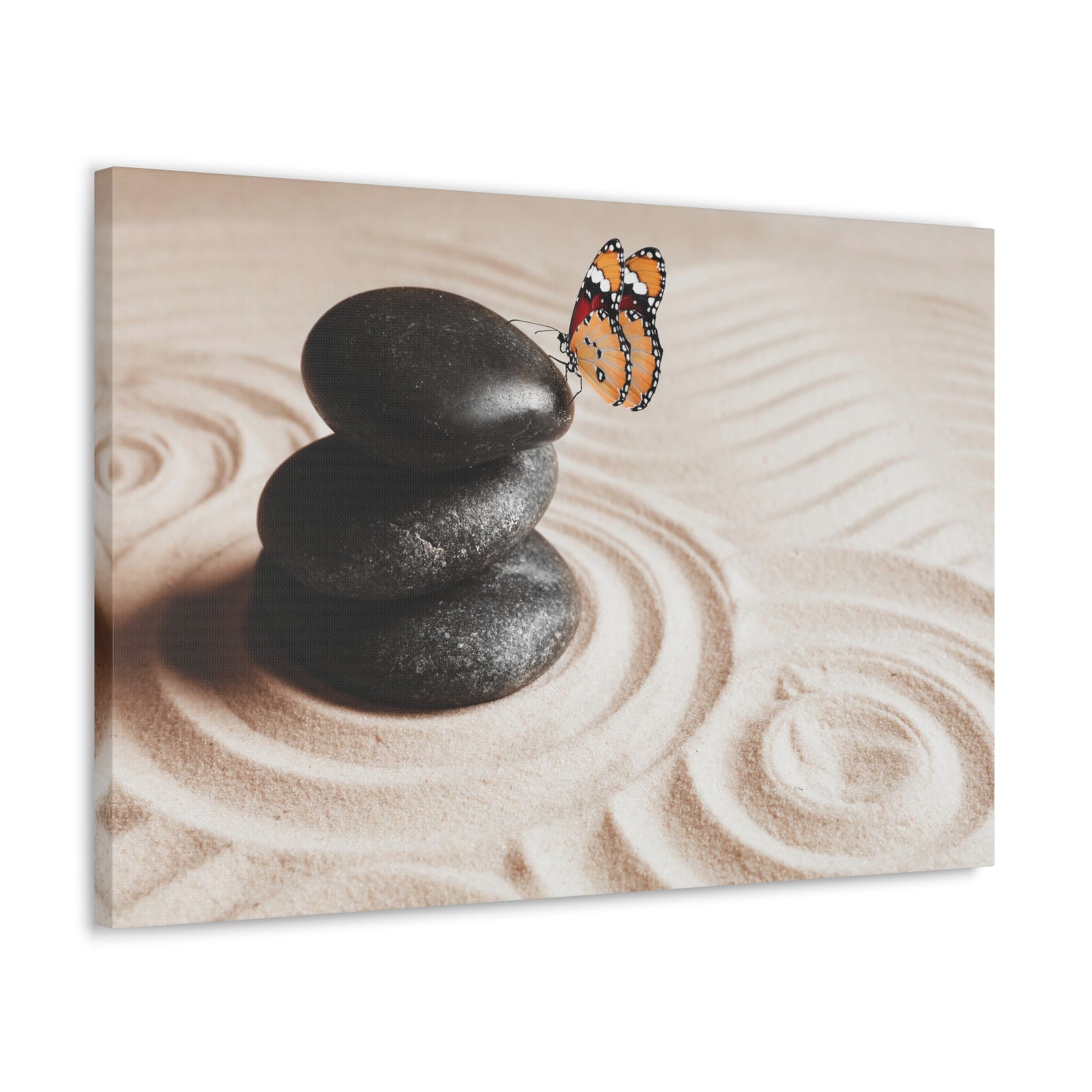 Stones on Sand Forest Floral Nature Photography Canvas Wall Art for Home Decor Ready-to-Hang-Express Your Love Gifts