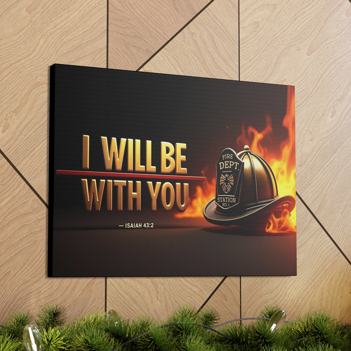 Scripture Walls Isaiah 43:2 Firefighter I Will Be With You Bible Verse Canvas Christian Wall Art Ready to Hang Unframed-Express Your Love Gifts