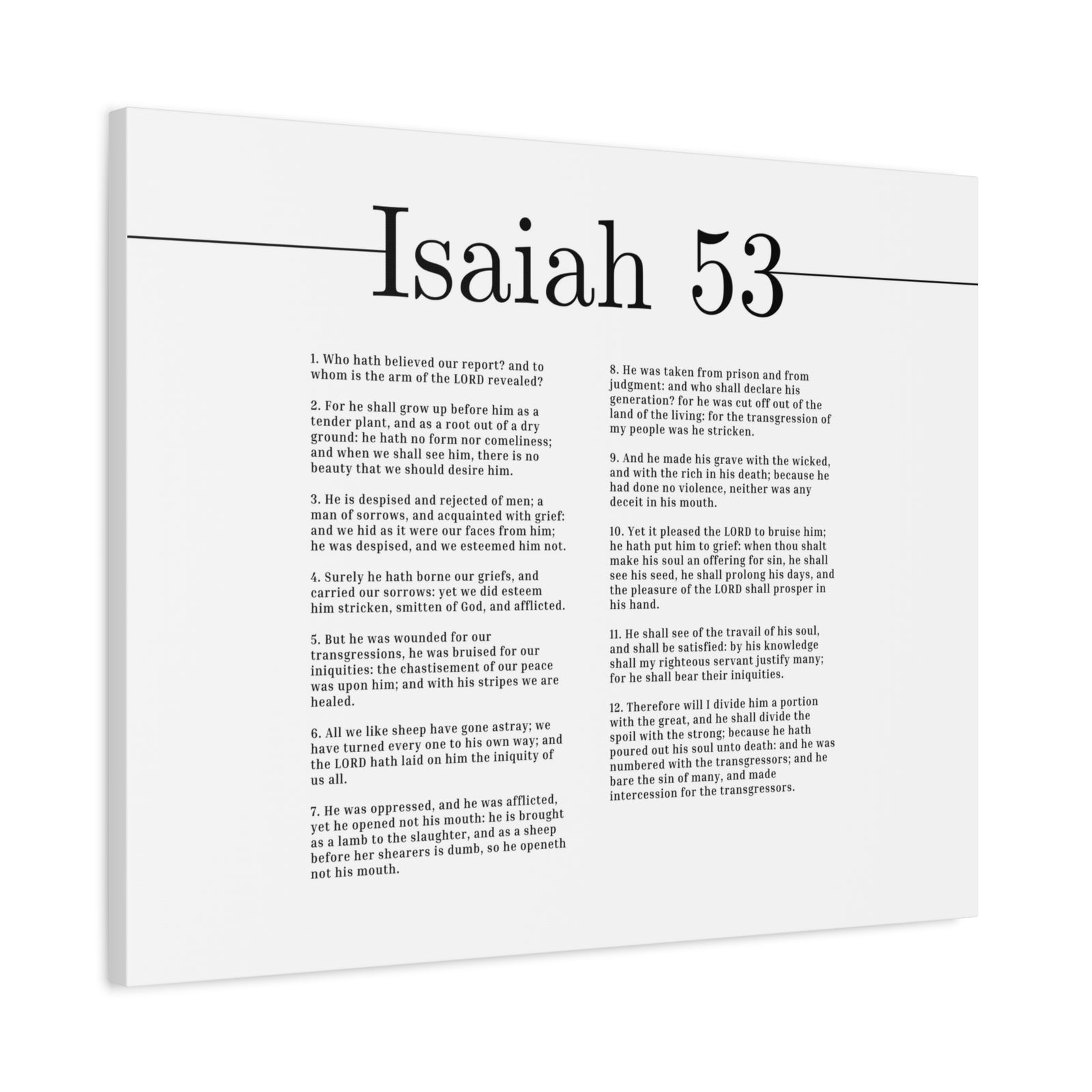 Scripture Canvas Prophecy Of Jesus White Isaiah 53 Christian Wall Art Bible Verse Print Ready to Hang-Express Your Love Gifts