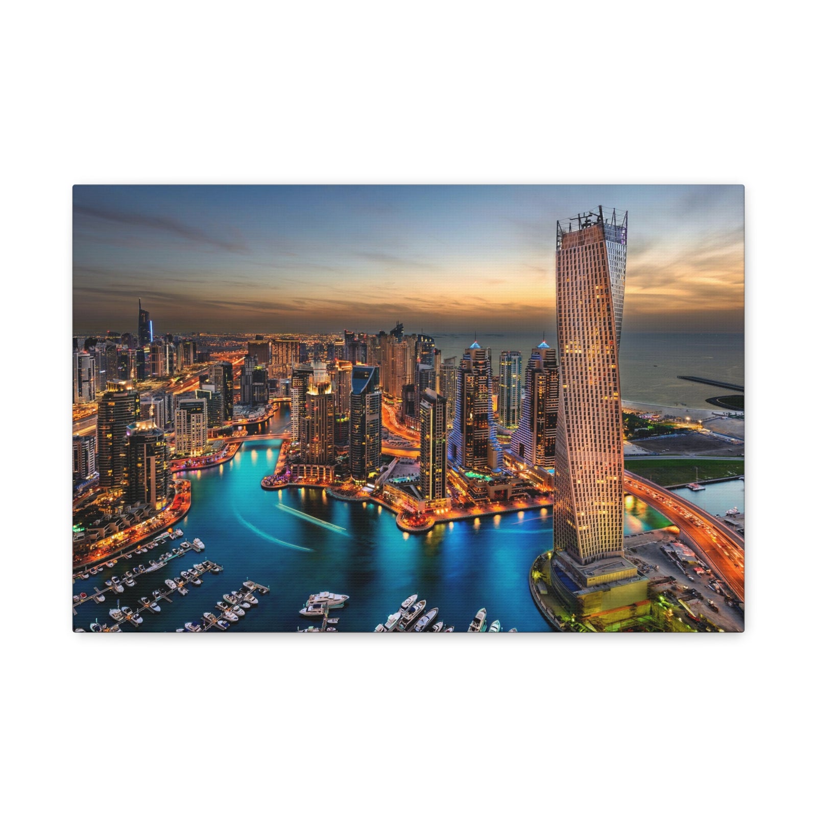 Dubai Night Skyline Canvas Artwork High-Quality Breathtaking Stunning Cityscape for Home Decor Ready to Hang-Express Your Love Gifts