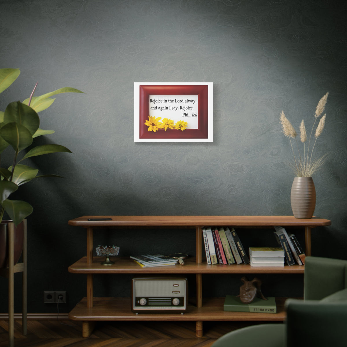 Scripture Walls Rejoice In The Lord Frame Philippians 4:4 Bible Verse Canvas Christian Wall Art Ready to Hang-Express Your Love Gifts