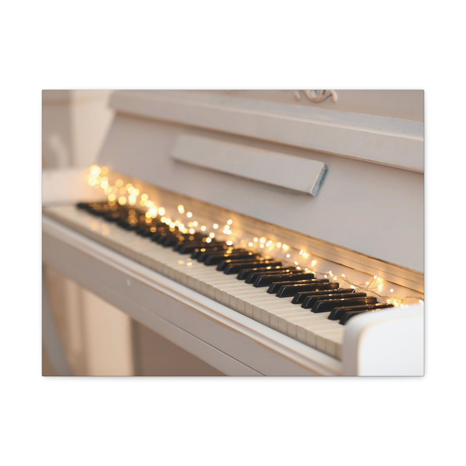 Piano with Glowing Garland Music Lover's Delight Piano Keyboard Canvas Wall Art for Home Decor Ready-to-Hang-Express Your Love Gifts