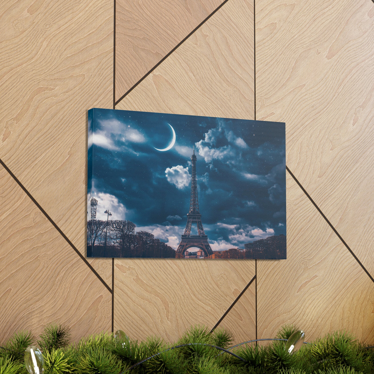 Paris Eiffel Tower Moon France Canvas Artwork High-Quality Breathtaking French City for Home Decor Ready to Hang-Express Your Love Gifts
