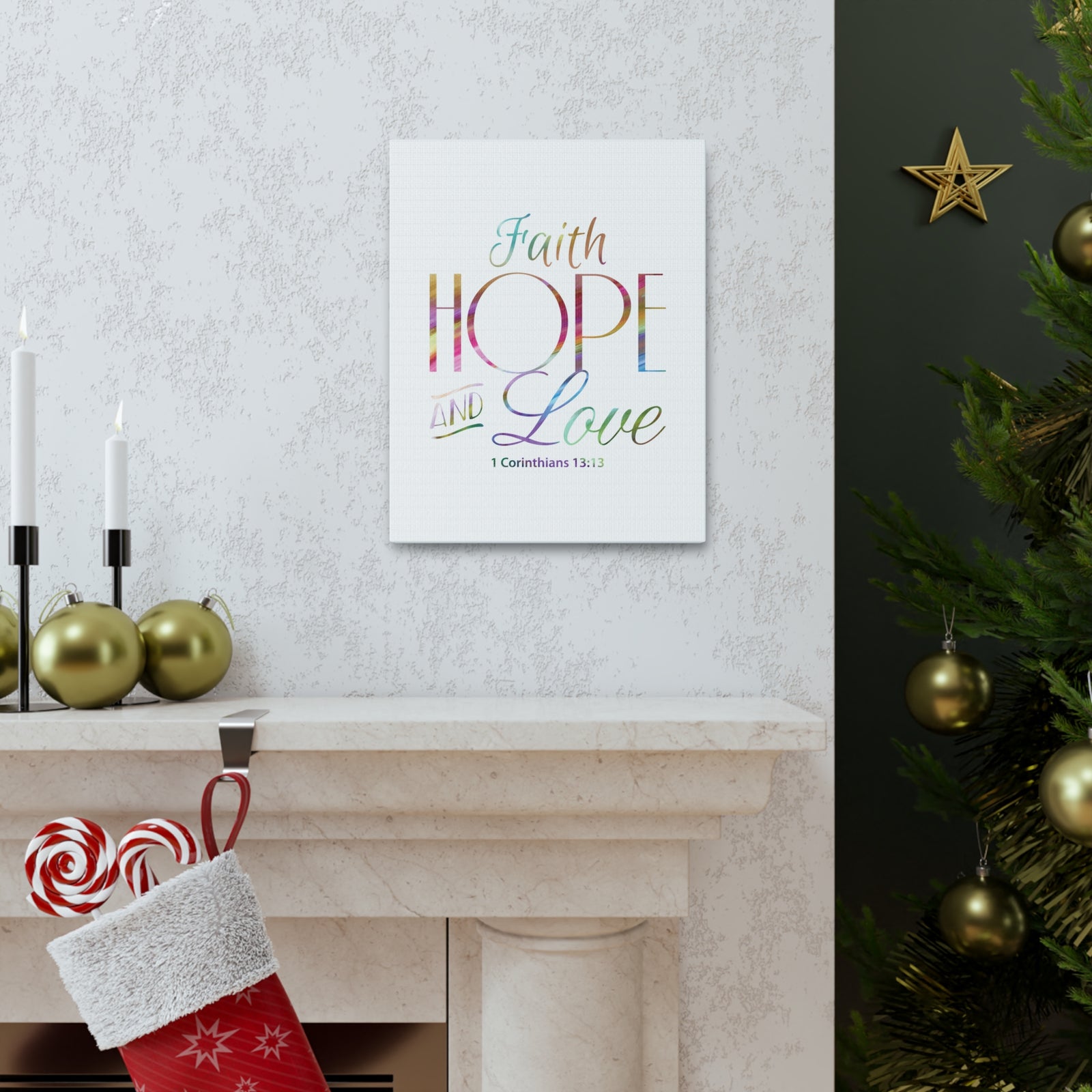 Scripture Canvas Faith Hope And Love 1 Corinthians 13:13 Christian Wall Art Bible Verse Print Ready To Hang-Express Your Love Gifts